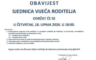 Sjednica Vijeća roditelja u postupku izbora ravnatelja-ice