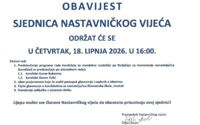 Sjednica Nastavničkog vijeća u postupku izbora ravnatelja-ice